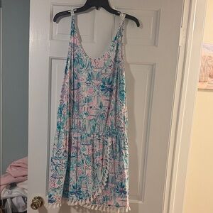 Lilly Pulitzer Pink and Teal Tropical Shift Dress